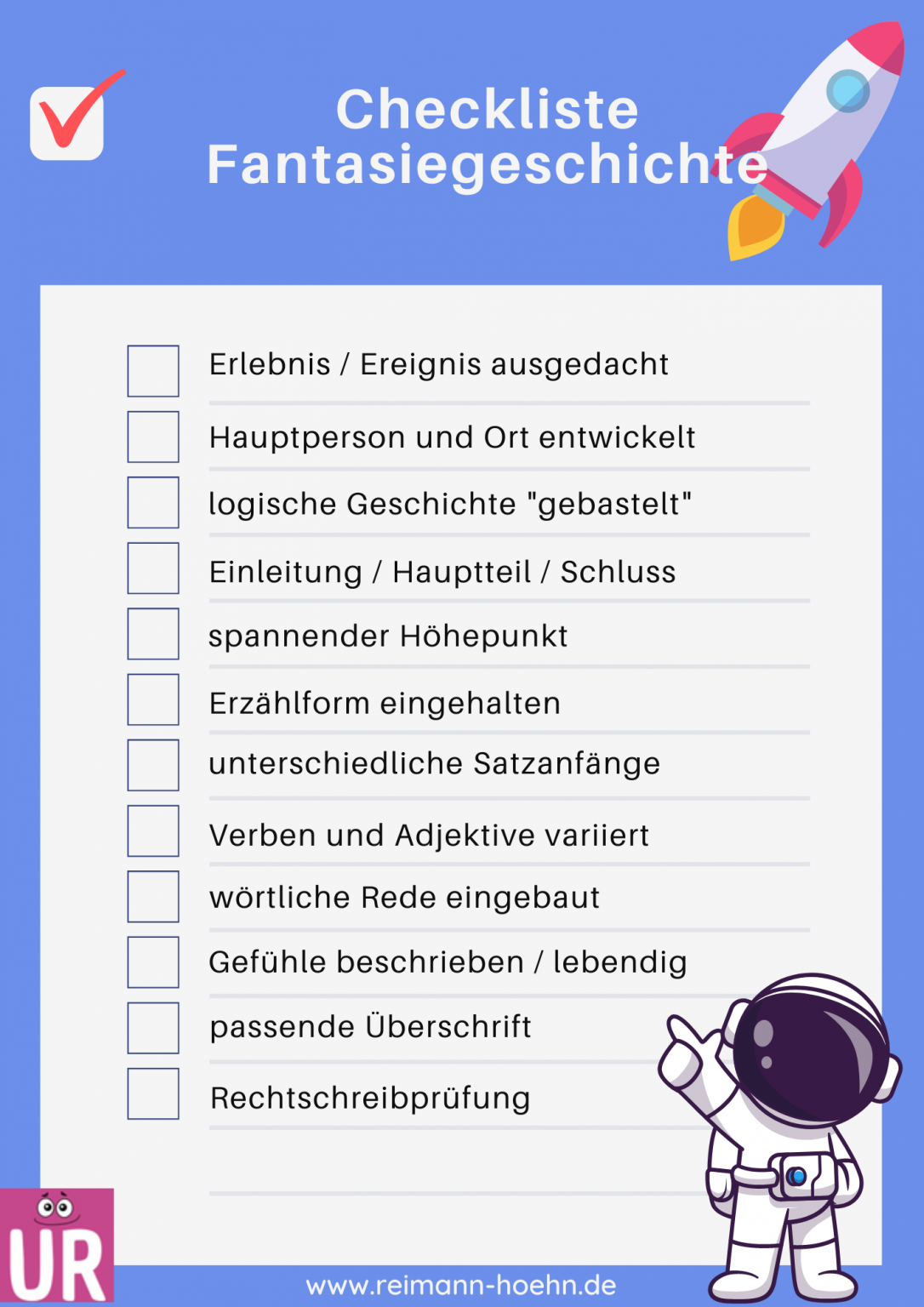 Checkliste-Fantasiegeschichte - Dipl. Päd. Uta Reimann-Höhn