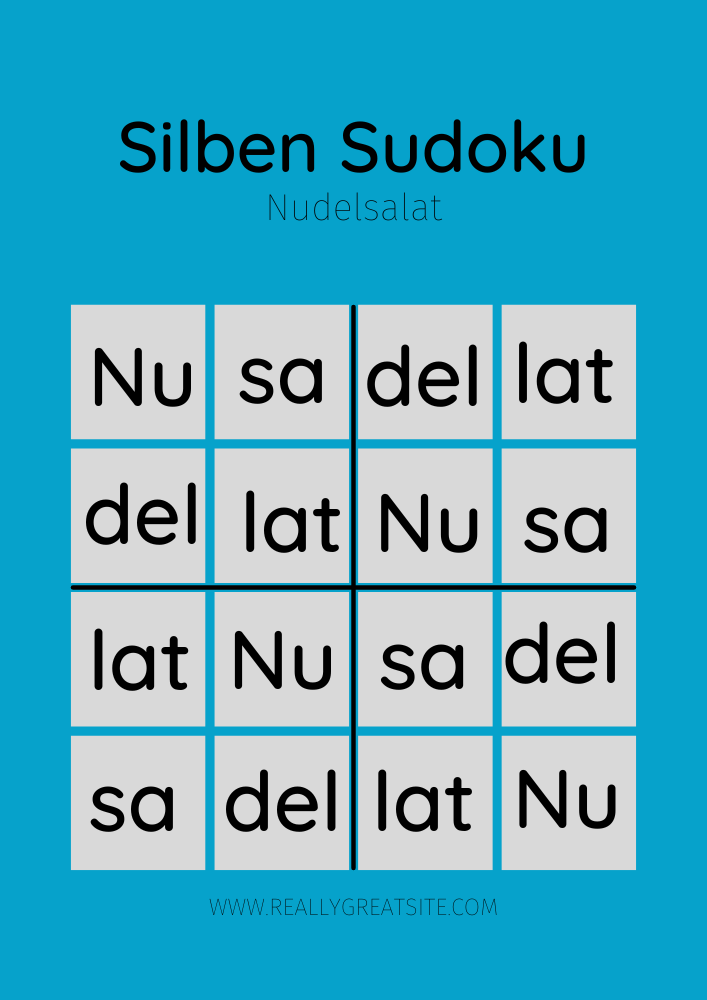 Silben Sudoku Rätsel mit Lösung
