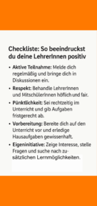 Checkliste LehrerIn